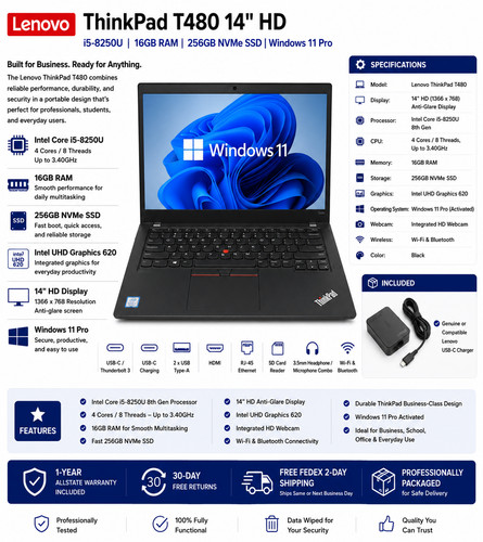 Lenovo thinkpad t480 hd - lenovo,